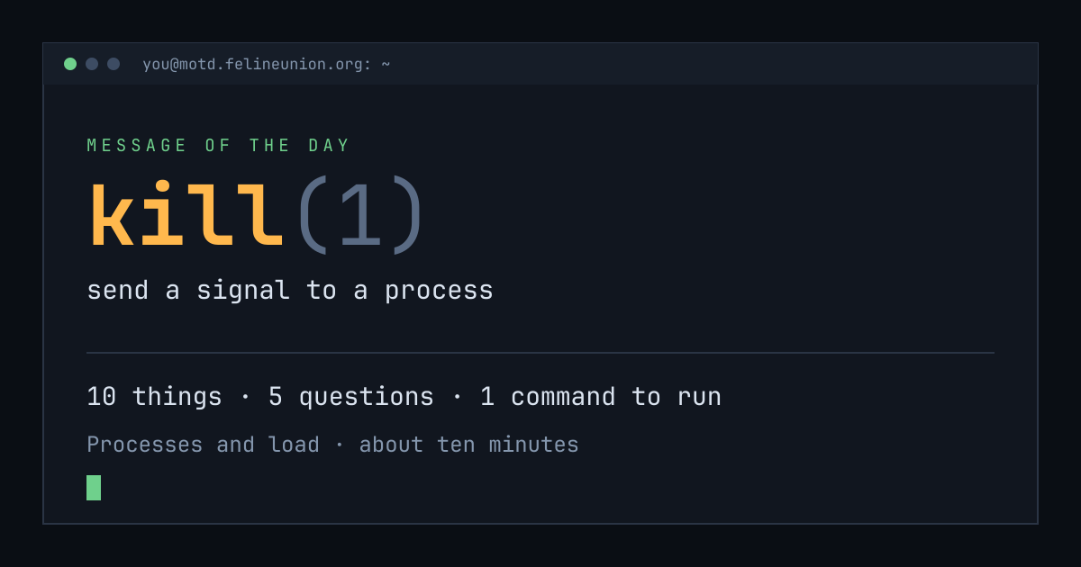 Share card for kill(1): send a signal to a process