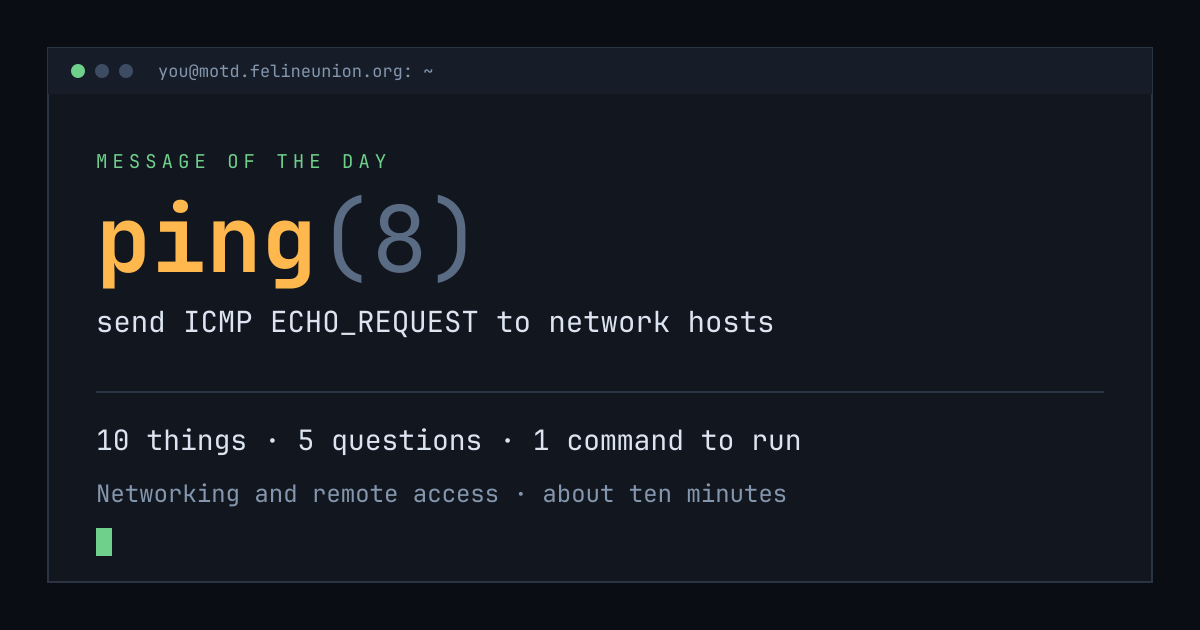 Share card for ping(8): send ICMP ECHO_REQUEST to network hosts